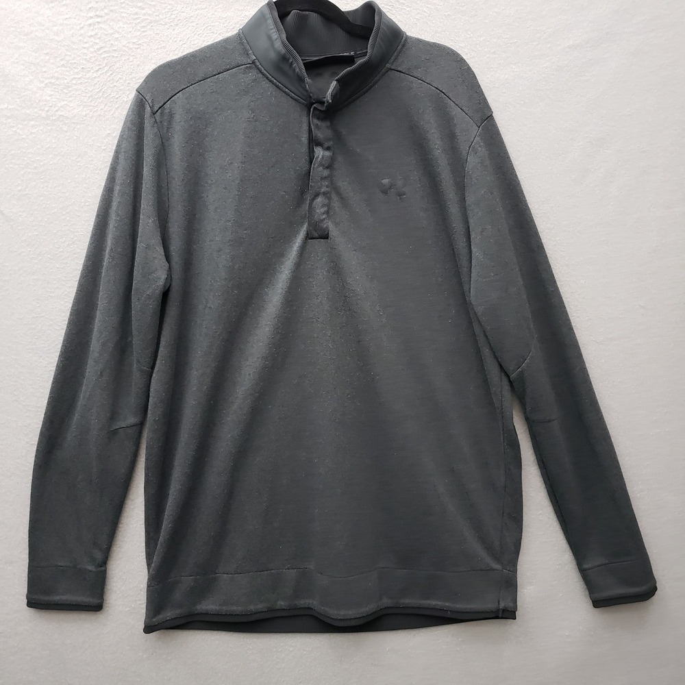 Under Armour Golf Snap Neck Pullover Black Coldgear Loose Fit Athleisure Sz XXL